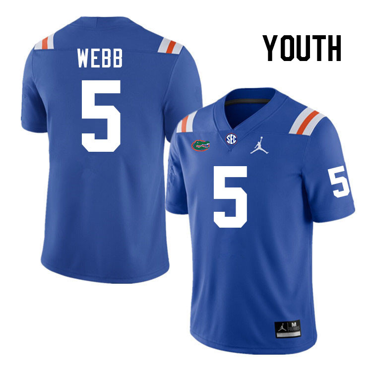 Youth #5 Treyaun Webb Florida Gators College Football Jerseys Stitched-Throwback